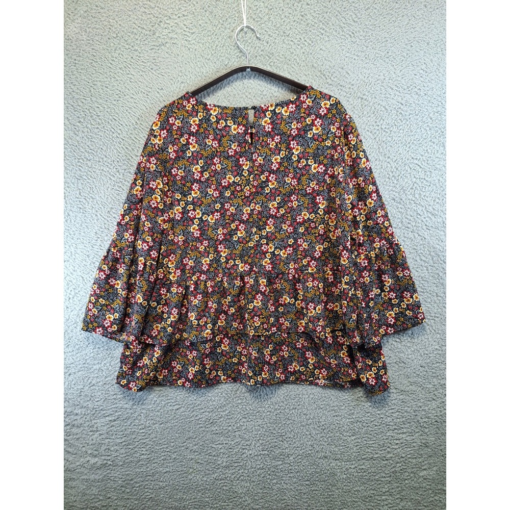 Time and Tru Blouse Womens XL‎ Floral Peplum Bell Sleeve Boho Cottagecore Cute - Picture 5 of 8